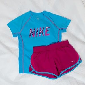 Nike Girl’s Dri-fit t-shirt and shorts